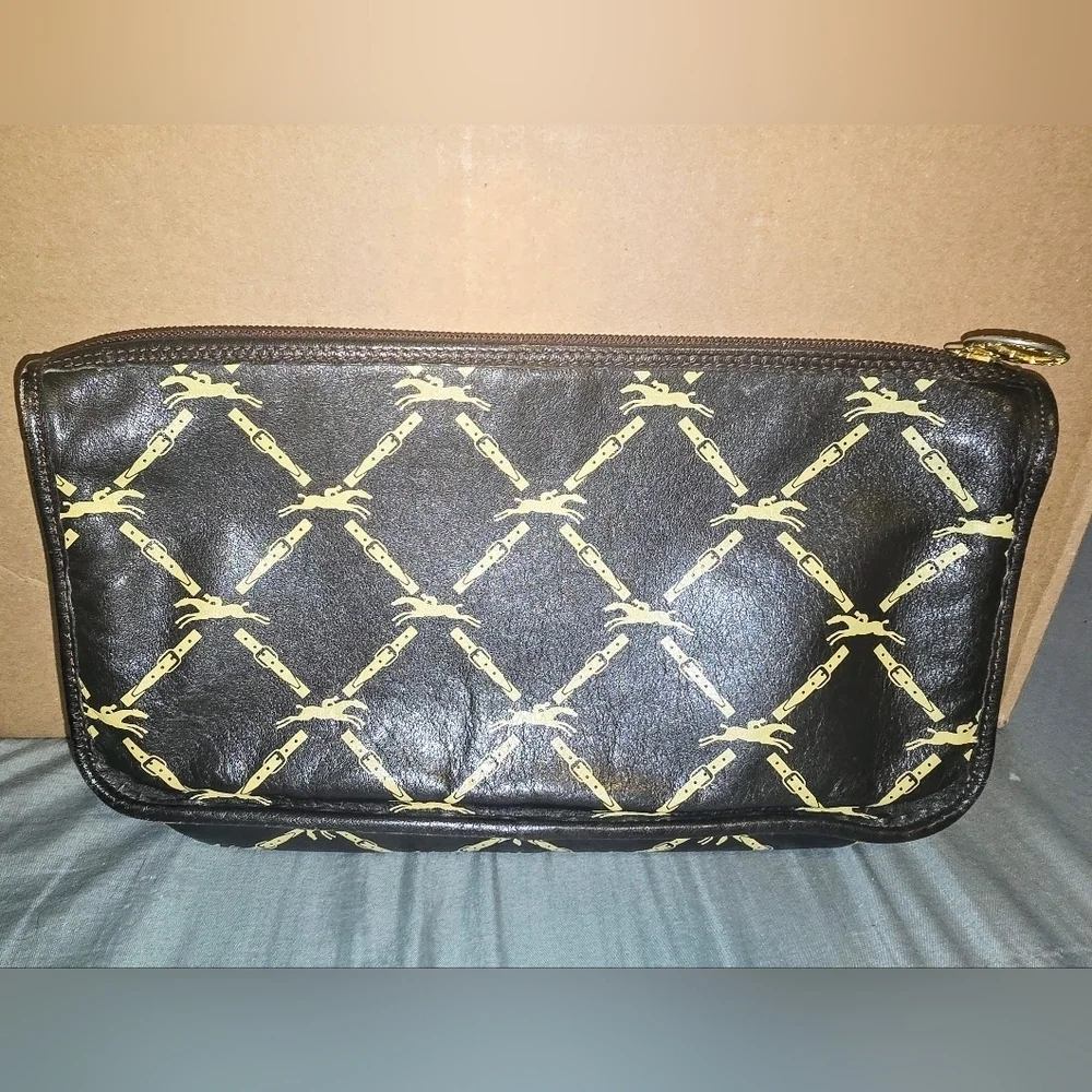 Longchamp Black and Gold Clutch